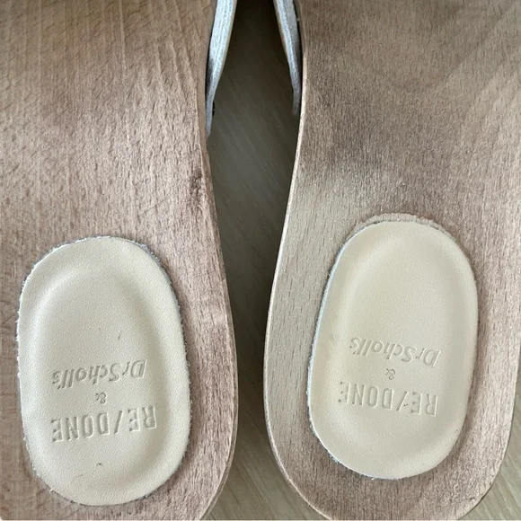 Re/Done Cream Mules with Gold Buckle - Picture 9 of 9